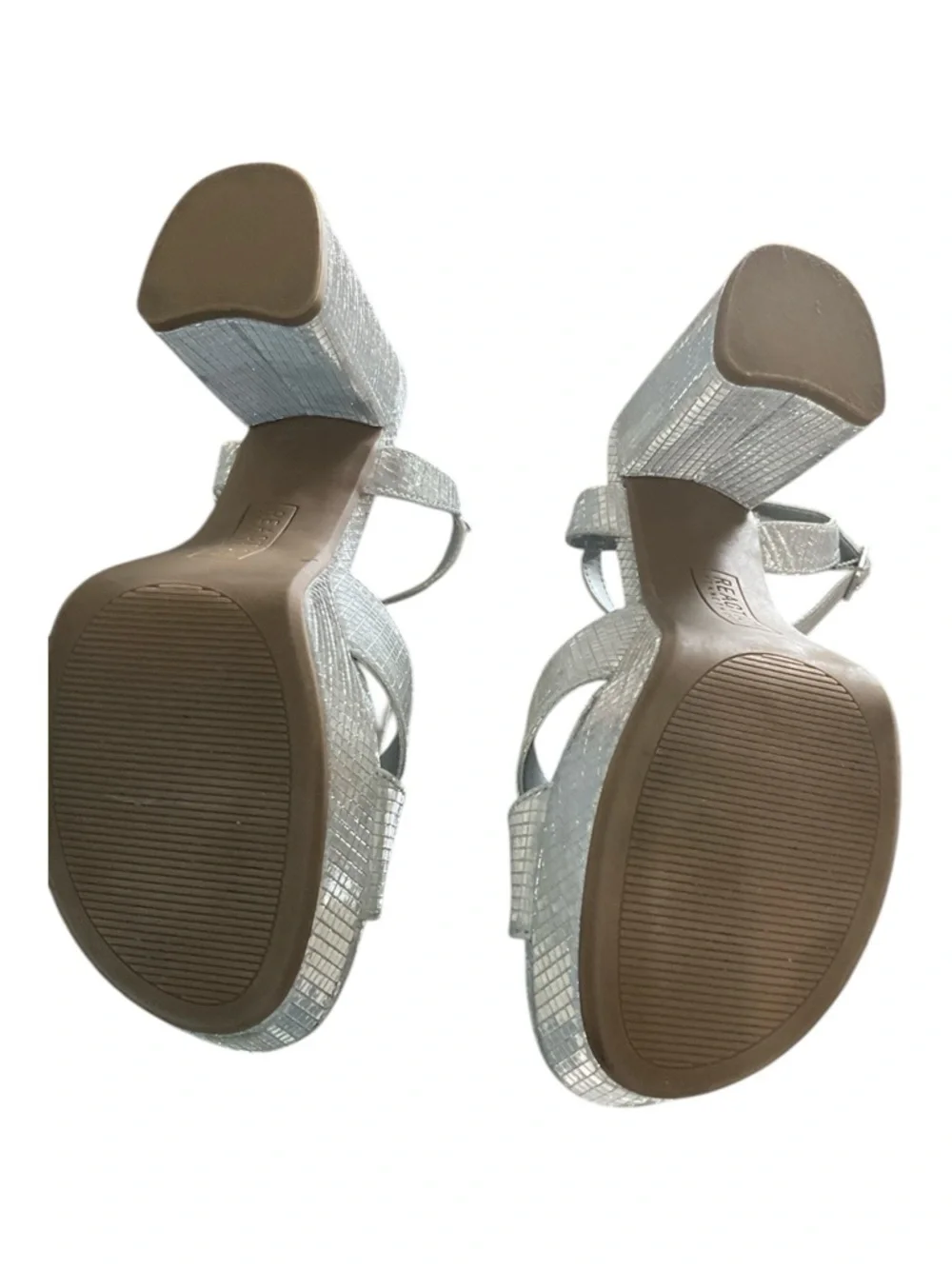 Kenneth Cole Reaction Reeva Platform Sandals - Silver Metallic Grid